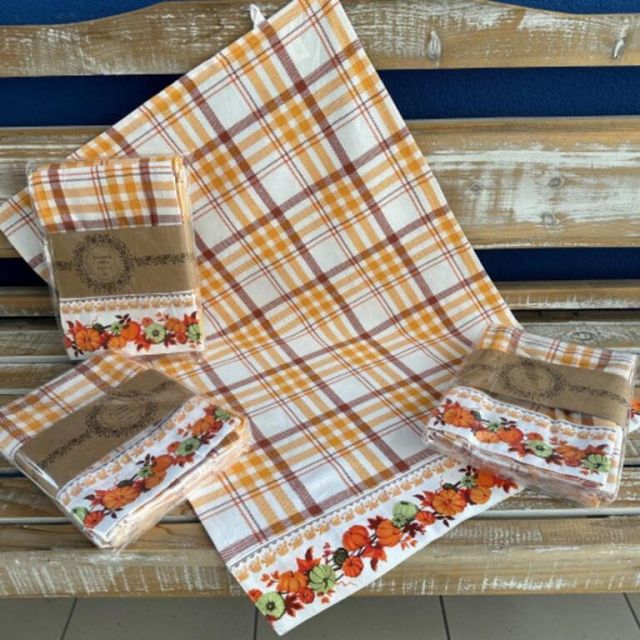 Kinekus Utierka kuchynská bavlnená tkaná, jesenný dizajn, 3ks, 50x70cm, 270 g/m2