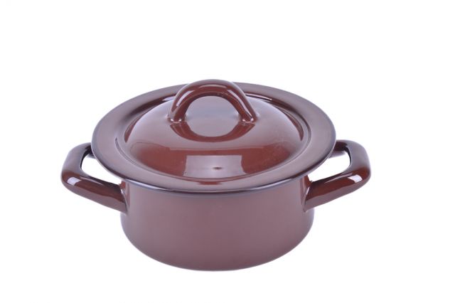 Kinekus Kastrol s pokrievkou 12cm/0,5L, smalt, hnedý