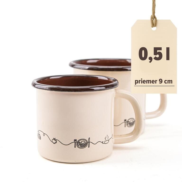 Hrnček smaltovaný 9cm/0,5L dekor Linea