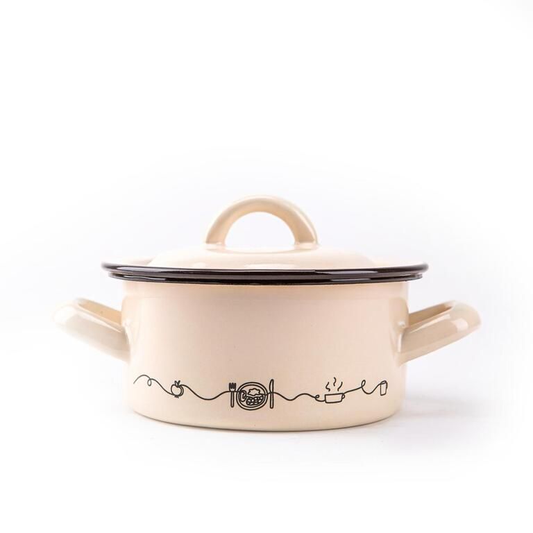 Kastról smaltovaný s pokrievkou, 14cm/1,0L, dekor Linea