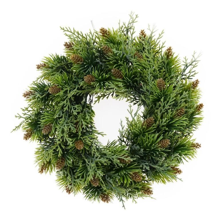Veniec vianočný 36 cm tuja šišky zelený