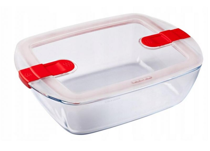 Dóza na potraviny s vekom obdĺžniková, 23x15x7cm, 1,2L, číre sklo, PYREX