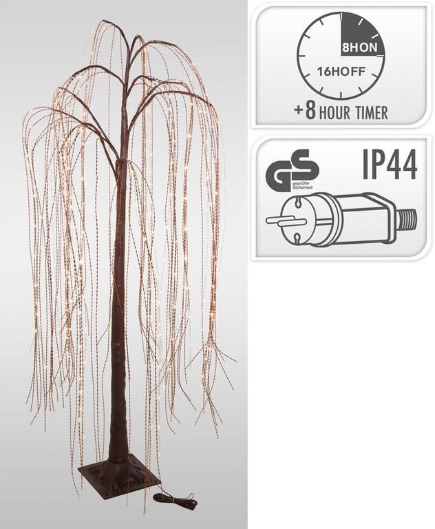 Dekorácia vŕba 220 LED 150 cm s časovačom hnedá