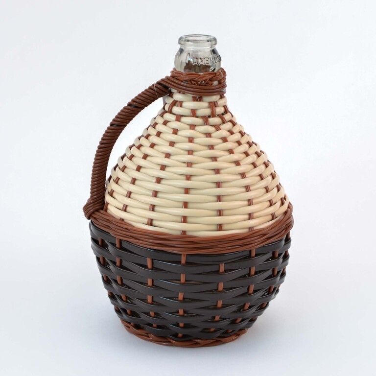 Opletený demižón sklenený, objem 5L, mix farieb