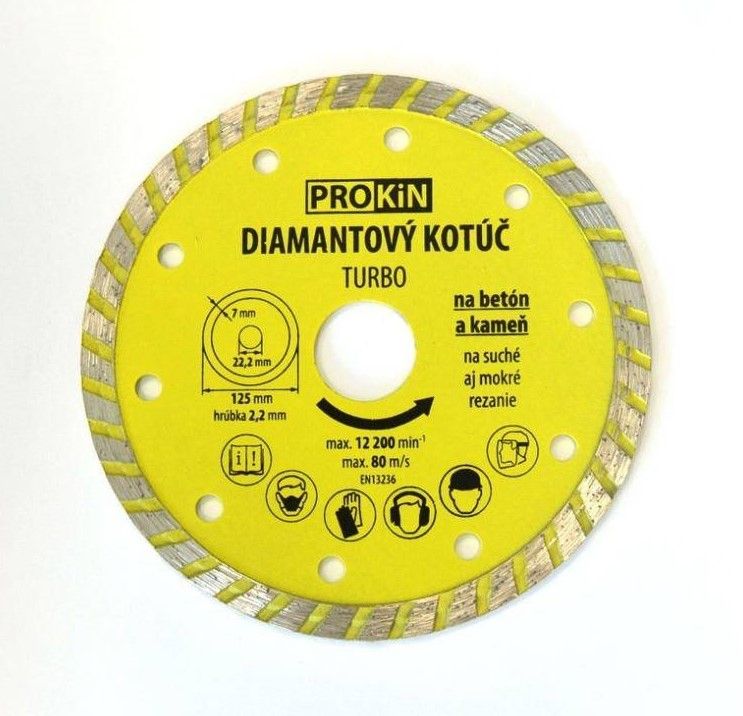 Kotúč diamantový, priemer 115x22,23mm TURBO PROKIN 