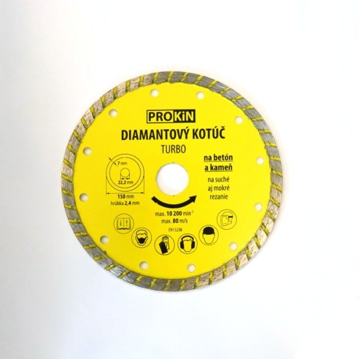 Kotúč diamantový, priemer 150x22,23mm, TURBO PROKIN 