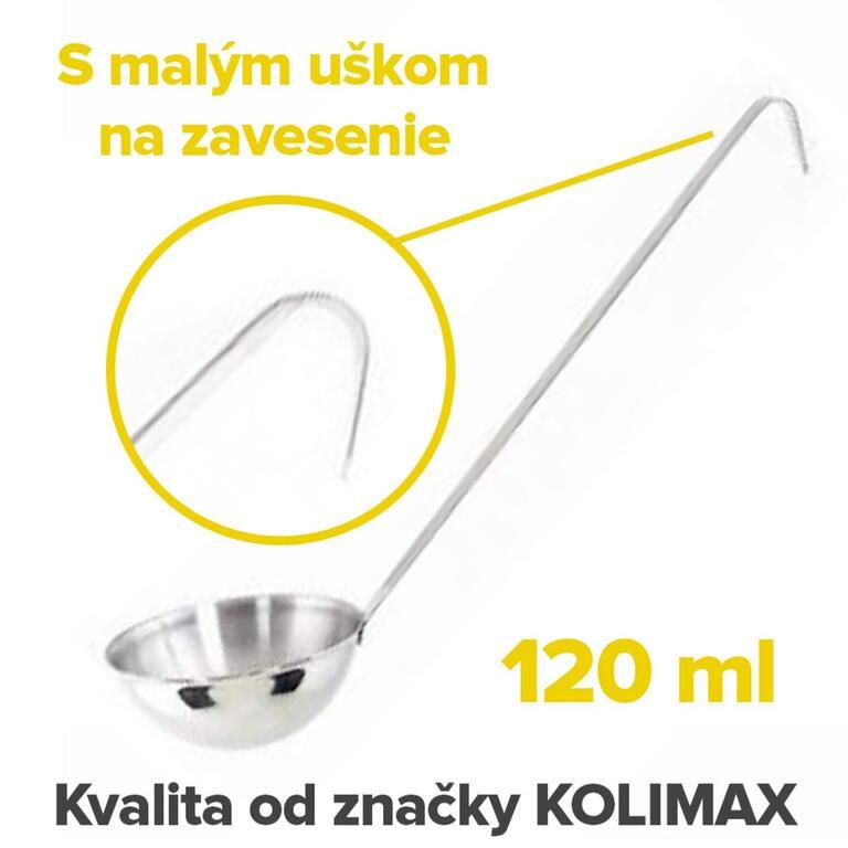 Nerezová kuchynská naberačka, 8cm/120ml, dĺžka 28cm, Kolimax
