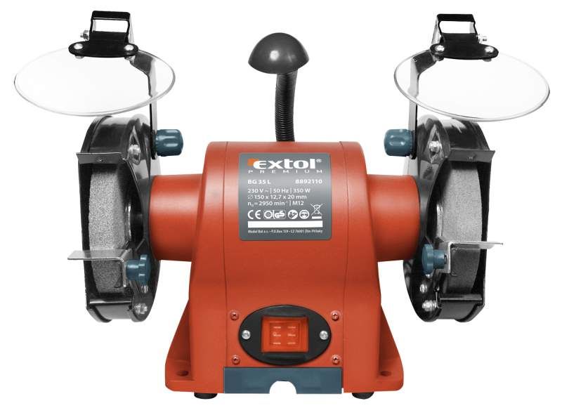 EXTOL PREMIUM Dvojkotúčová brúska, príkon 350 W, priemer kotúča/diery 150/12,7 mm, šírka 20 mm