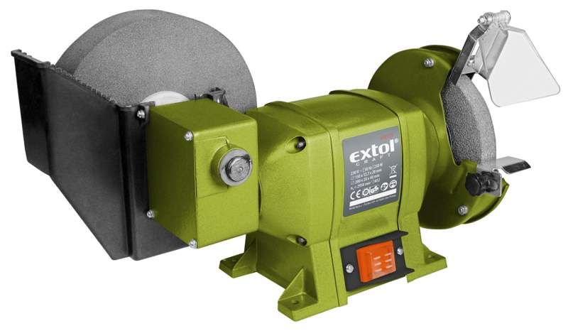 EXTOL CRAFT Brúska dvojkotúčová na mokré brúsenie, príkon 250W, kotúč 200mm a 150mm