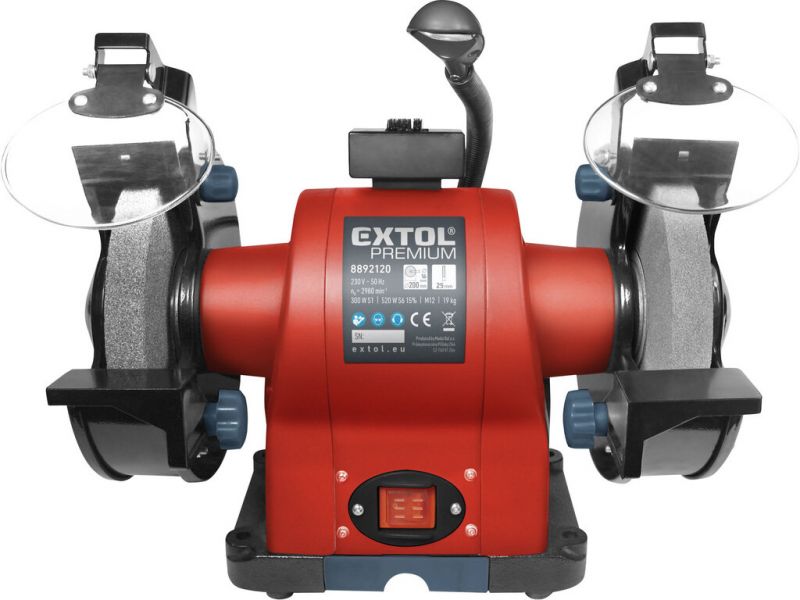 EXTOL PREMIUM Dvojkotúčová brúska, príkon 520 W, priemer kotúča/diery 200/16 mm, šírka 25 mm