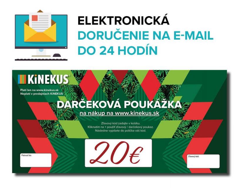 Darčeková poukážka 20 €, zelená, e-mailom
