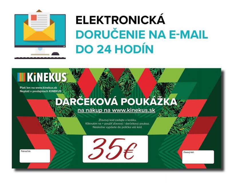 Darčeková poukážka 35 €, zelená, e-mailom