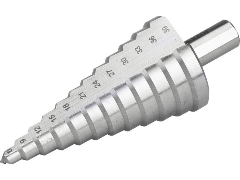 EXTOL PREMIUM Vrták stupňovitý DIN 1412C, 6-39mm, stupňovanie 3mm, 12 otvorov, HSS