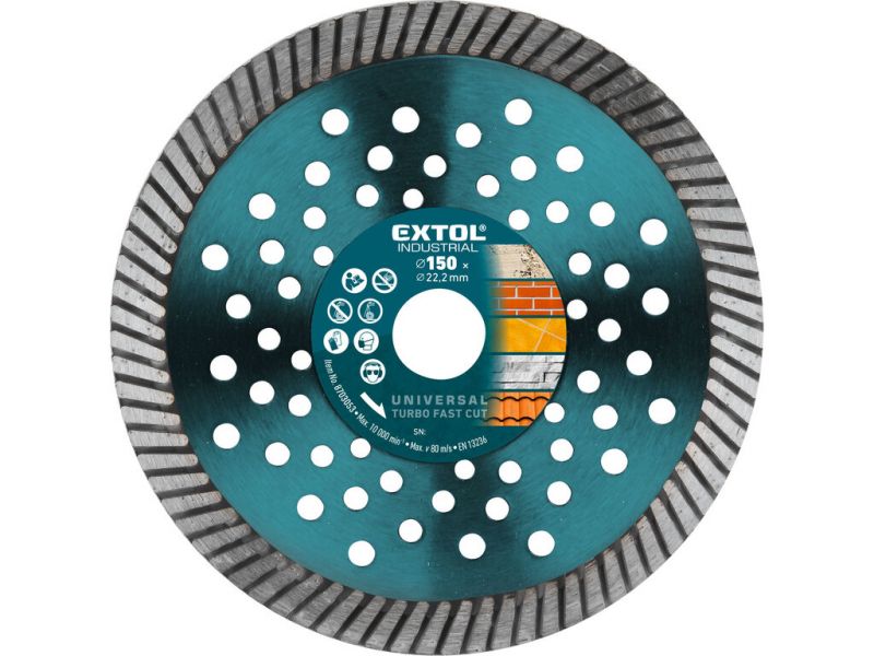 EXTOL INDUSTRIAL Kotúč rezný diamantový Turbo Fast Cut, 150mm