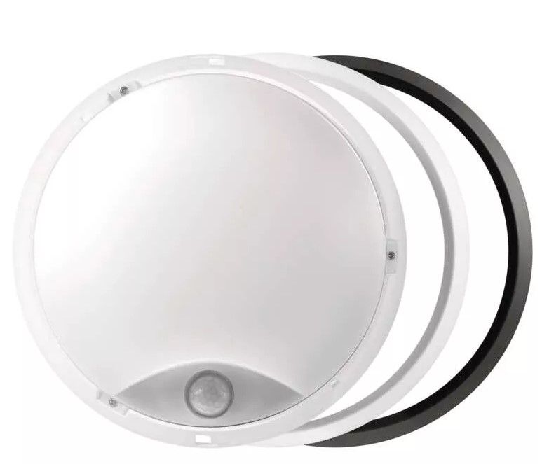 LED svietidlo prisadené kruhové so senzorom, 14W, neutrálna biela, priemer 21,5cm, čierna/biela