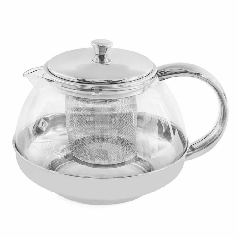 Čajník s uškom a sitkom ROSA nerez/sklo, 1000 ml