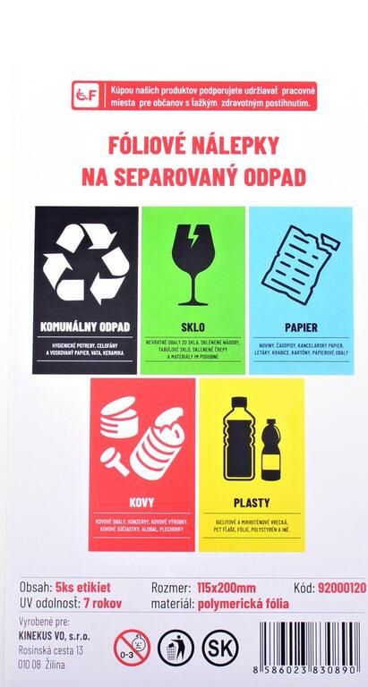 Samolepka na koše na separovaný odpad 5ks