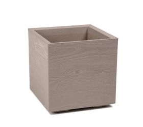 Kvetináč plastový 390x390 mm KARO ECO COFFEE DESKA latte, výška 394 mm, na kolieskach