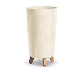 Kvetináč plastový, priemer 239mm, GRACIA TUBUS SLIM BETON EFFECT, krémový, výška 445mm