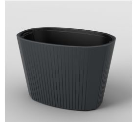 Kvetináč plastový oválny MUZA, antracit, 593x394 mm, výška 407 mm, s vložkou