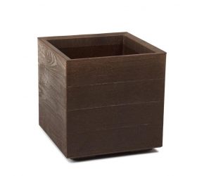 Kvetináč plastový 390x390 mm KARO ECO COFFEE DESKA espresso výška 394 mm na kolieskach