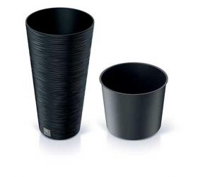 Kvetináč plastový, priemer 300mm, FURU SLIM, antracit, výška 575mm s vložkou
