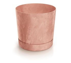 Kvetináč s miskou plastový, priemer 239mm, TUBO P BETON EFFECT, terakota, výška 231mm