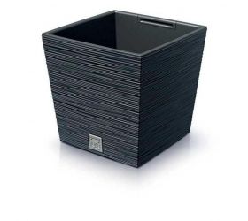 Kvetináč plastový, 240x240mm, FURU SQUARE LOW, antracit, výška 235mm, s vložkou
