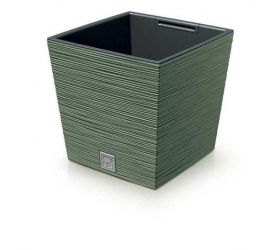 Kvetináč plastový 240x240 mm FURU SQUARE LOW zelený výška 235 mm s vložkou
