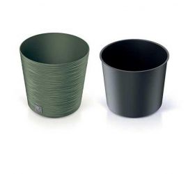 Kvetináč plastový priemer 300mm FURU ROUND, zelený, výška 295mm, s vložkou