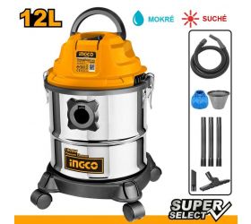 Vysávač viacúčelový VC12202 INGCO, 1000W, nerez, na mokrosuché vysávanie