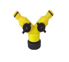 Rozdvojka na hadicu závit 2x ventil na 2 rýchlospojky 3/4"+1" GARDENKUS