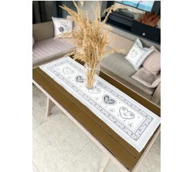 Obrus gobelínový celoročný motív srdce 45x140cm, sivý KLC