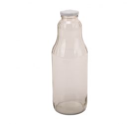 Fľaša na mlieko/sirup sklo 1000ml biele viečko, balenie 8ks