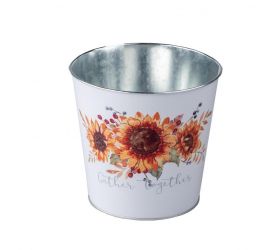 Obal na kvetináč okrúhly plechový 18,5x17,5 cm slnečnice
