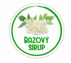 Samolepka na fľašu BAZOVÝ SIRUP domáci 12 ks etikiet