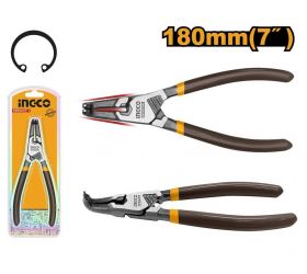 Kliešte na seger. krúžky 180mm vnútorné zahnuté INGCO