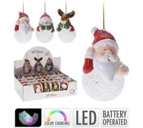 Ozdoba závesná vianočná postavička LED 6x5,5x9,5 cm mix