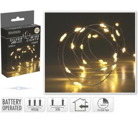 Svetlo vianočné 100 LED teplé biele, s časovačom, baterky, vnútorné /64309714