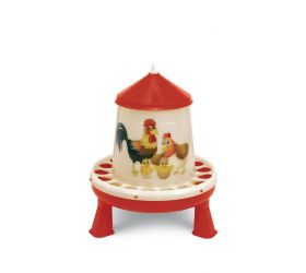 Krmítko pre hydinu plastové, 4kg, na nožičkách, HAPPY, dekor, červená, GAUN