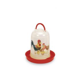 Krmítko pre hydinu plastové, 5L, HAPPY dekor, červená, GAUN