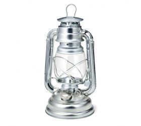 Lampáš kovový strieborný PARTY 25cm, petrolejový, podla EN 14059