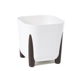 Kvetináč plastový priemer 360 mm FRIDA ECO recycled na nožičkách biely výška 322 mm
