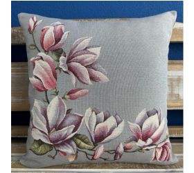 Obliečka na vankúš gobelínová celoročná MAGNOLIA II, 42x42cm, sivá