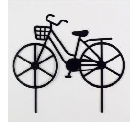 Ozdoba zapichovacia bicykel 18x16 cm kov čierny