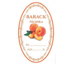 Samolepka na fľašu BARACK PÁLINKA/BROSKYŇOVICA domáca ovál 16ks etikiet HU