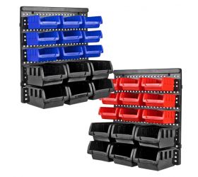 Nástenný závesný regál / organizér s 30 boxami na skrutky a náradie KSR30