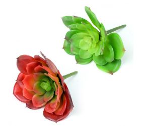 Ozdoba zapichovacia skalnička echeveria, 12cm, zelená/červená
