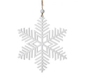 Ozdoba závesná vločka 12,5x0,5x14,8cm biela