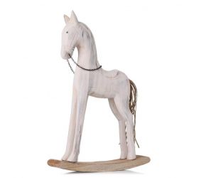 Postavička koník na podstavci 37x25x5,6cm biela drevo